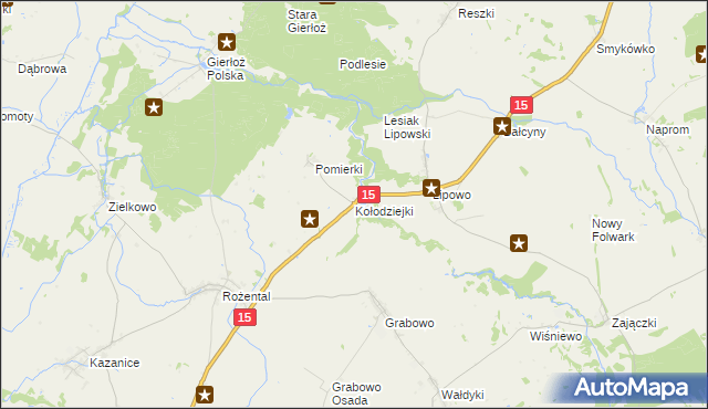 mapa Kołodziejki, Kołodziejki na mapie Targeo