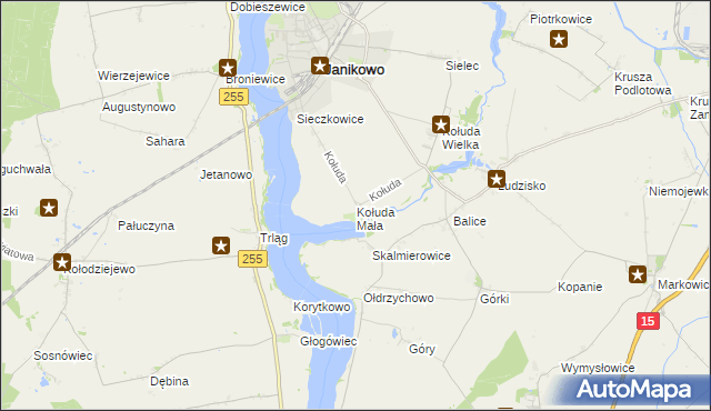 mapa Kołuda Mała, Kołuda Mała na mapie Targeo