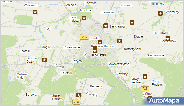 mapa Koluszki, Koluszki na mapie Targeo