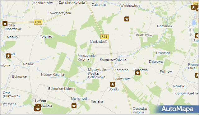 mapa Komarno-Kolonia, Komarno-Kolonia na mapie Targeo