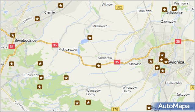 mapa Komorów gmina Świdnica, Komorów gmina Świdnica na mapie Targeo