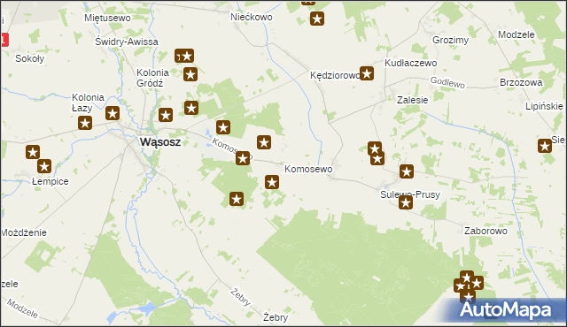 mapa Komosewo, Komosewo na mapie Targeo