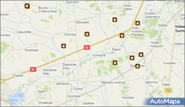 mapa Kompina, Kompina na mapie Targeo