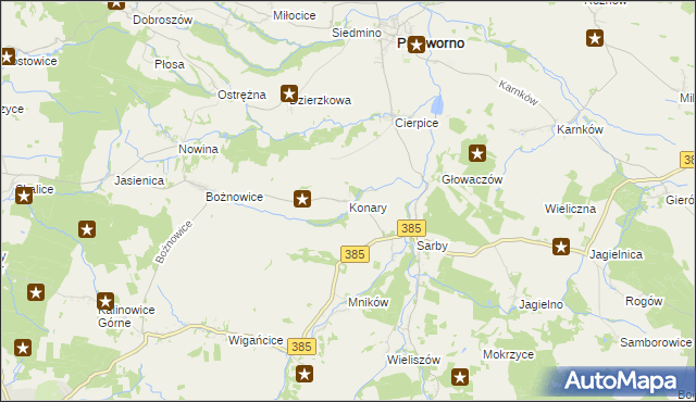 mapa Konary gmina Przeworno, Konary gmina Przeworno na mapie Targeo