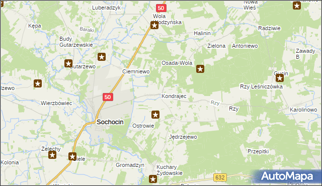 mapa Kondrajec, Kondrajec na mapie Targeo