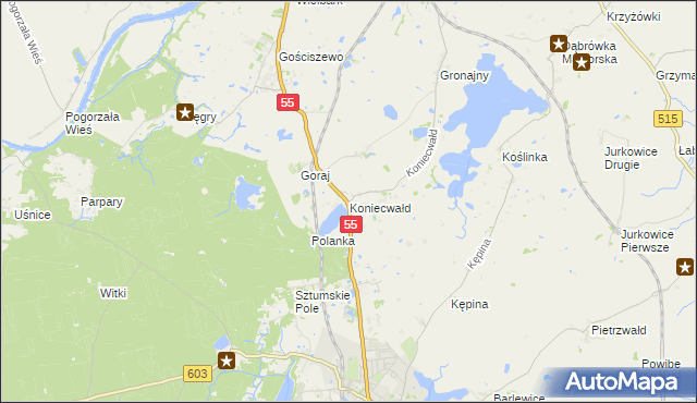 mapa Koniecwałd, Koniecwałd na mapie Targeo