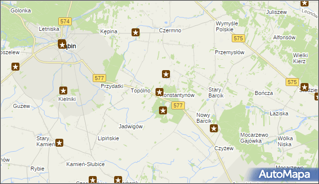 mapa Konstantynów gmina Gąbin, Konstantynów gmina Gąbin na mapie Targeo
