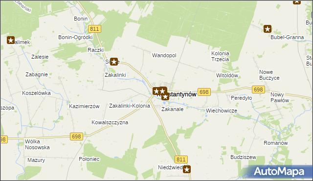 mapa Konstantynów powiat bialski, Konstantynów powiat bialski na mapie Targeo