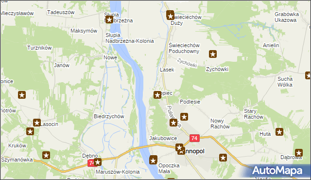 mapa Kopiec gmina Annopol, Kopiec gmina Annopol na mapie Targeo