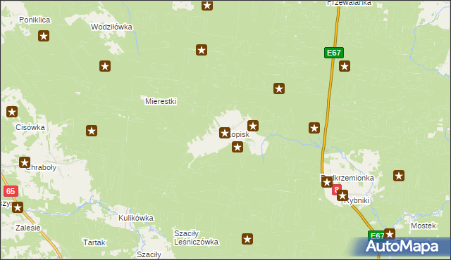 mapa Kopisk, Kopisk na mapie Targeo