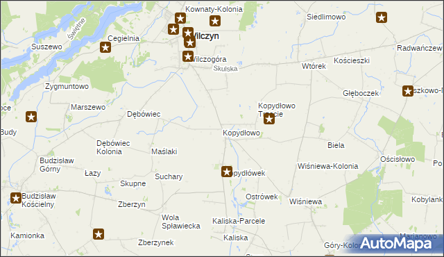 mapa Kopydłowo gmina Wilczyn, Kopydłowo gmina Wilczyn na mapie Targeo