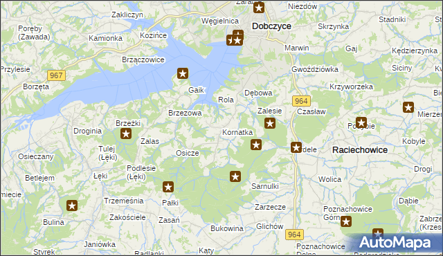 mapa Kornatka gmina Dobczyce, Kornatka gmina Dobczyce na mapie Targeo