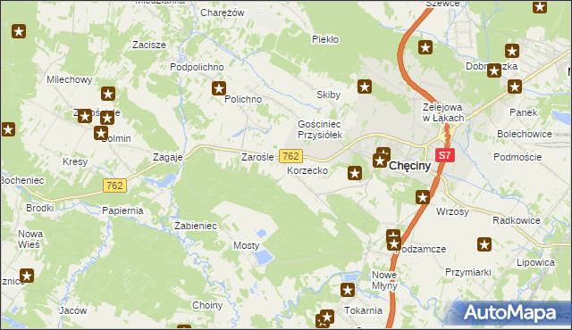 mapa Korzecko, Korzecko na mapie Targeo
