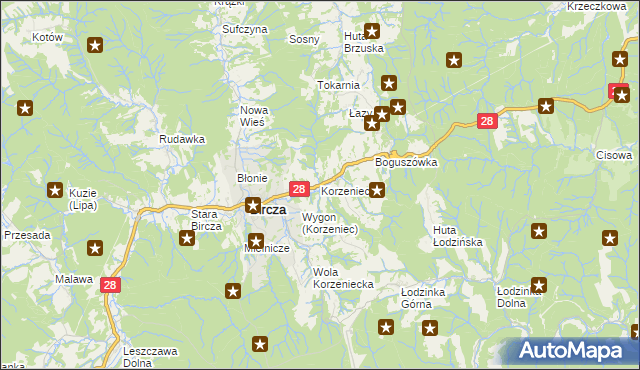 mapa Korzeniec, Korzeniec na mapie Targeo