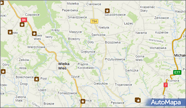 mapa Korzkiew, Korzkiew na mapie Targeo