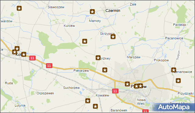 mapa Korzkwy, Korzkwy na mapie Targeo