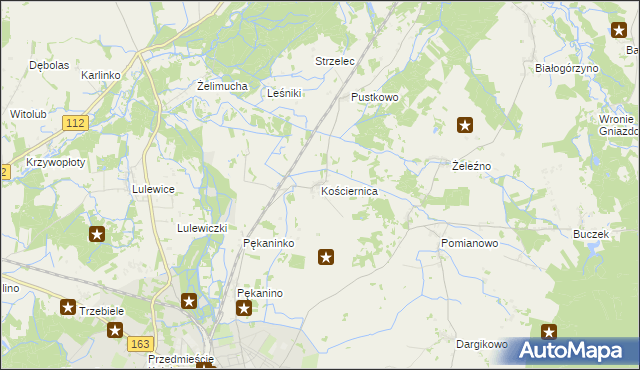 mapa Kościernica gmina Białogard, Kościernica gmina Białogard na mapie Targeo