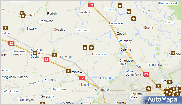 mapa Kościerzyn, Kościerzyn na mapie Targeo