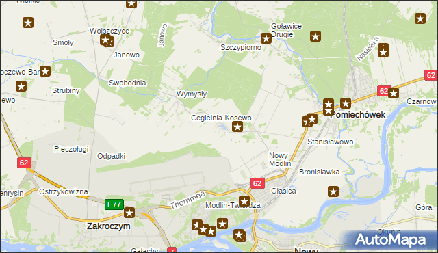 mapa Kosewo gmina Pomiechówek, Kosewo gmina Pomiechówek na mapie Targeo