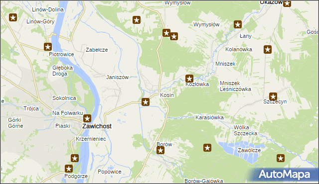 mapa Kosin gmina Annopol, Kosin gmina Annopol na mapie Targeo