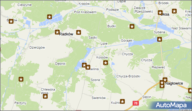 mapa Kossów, Kossów na mapie Targeo