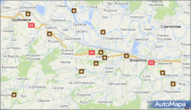 mapa Kossowa, Kossowa na mapie Targeo