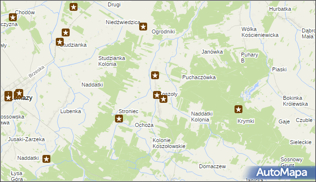 mapa Koszoły, Koszoły na mapie Targeo
