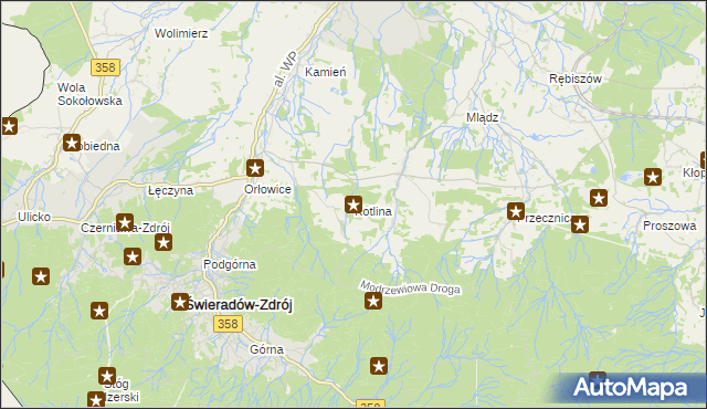 mapa Kotlina, Kotlina na mapie Targeo