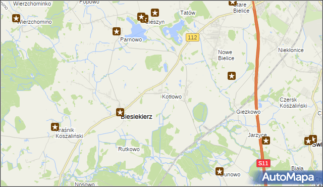 mapa Kotłowo gmina Biesiekierz, Kotłowo gmina Biesiekierz na mapie Targeo