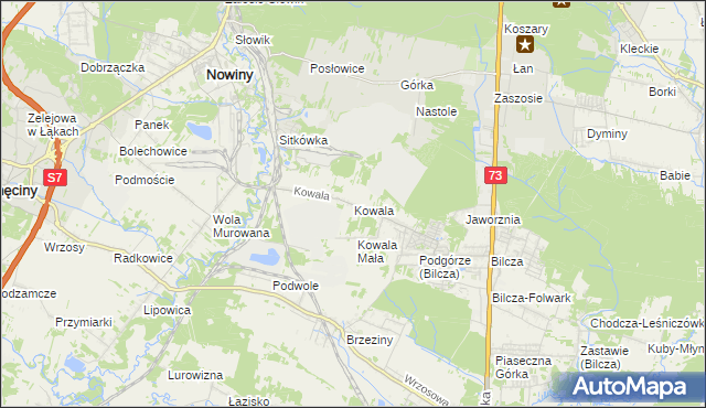 mapa Kowala gmina Sitkówka-Nowiny, Kowala gmina Sitkówka-Nowiny na mapie Targeo