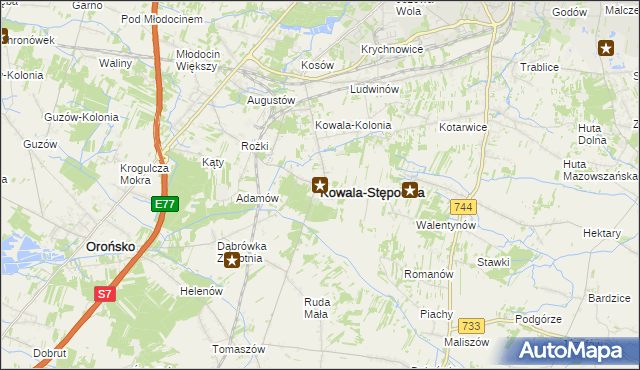 mapa Kowala-Stępocina, Kowala-Stępocina na mapie Targeo