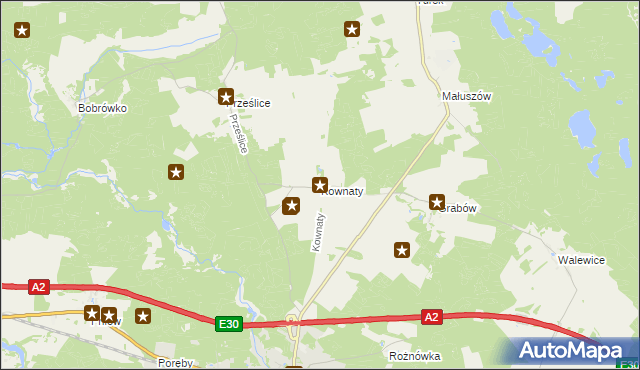 mapa Kownaty gmina Torzym, Kownaty gmina Torzym na mapie Targeo