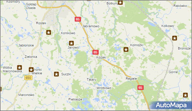 mapa Kozaki gmina Gołdap, Kozaki gmina Gołdap na mapie Targeo