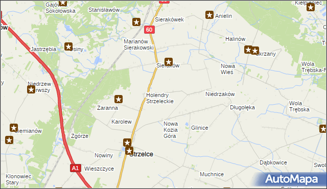 mapa Kozia Góra gmina Strzelce, Kozia Góra gmina Strzelce na mapie Targeo