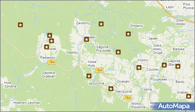 mapa Koziel gmina Raków, Koziel gmina Raków na mapie Targeo