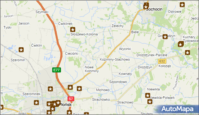 mapa Koziminy-Stachowo, Koziminy-Stachowo na mapie Targeo