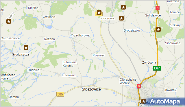 mapa Koziniec gmina Ząbkowice Śląskie, Koziniec gmina Ząbkowice Śląskie na mapie Targeo