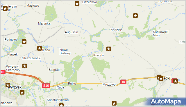 mapa Kraczki gmina Sadki, Kraczki gmina Sadki na mapie Targeo