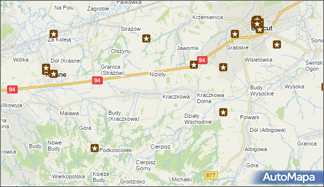 mapa Kraczkowa, Kraczkowa na mapie Targeo