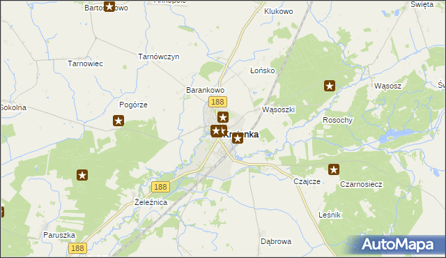 mapa Krajenka, Krajenka na mapie Targeo