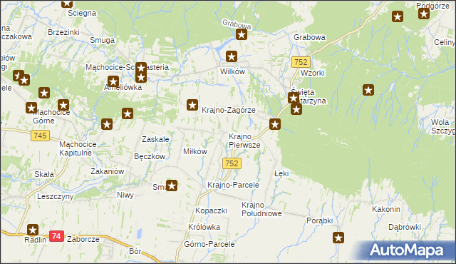 mapa Krajno Pierwsze, Krajno Pierwsze na mapie Targeo