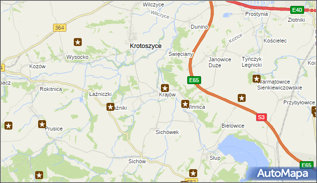 mapa Krajów gmina Krotoszyce, Krajów gmina Krotoszyce na mapie Targeo