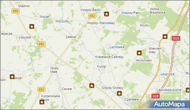 mapa Krasewice-Czerepy, Krasewice-Czerepy na mapie Targeo