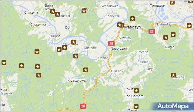 mapa Krasice gmina Krasiczyn, Krasice gmina Krasiczyn na mapie Targeo