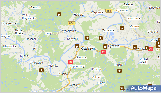 mapa Krasiczyn, Krasiczyn na mapie Targeo