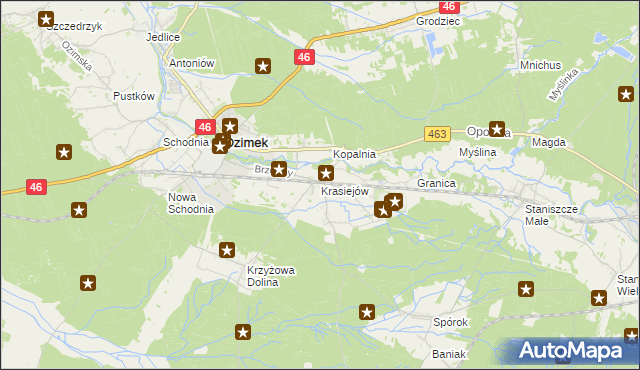 mapa Krasiejów, Krasiejów na mapie Targeo