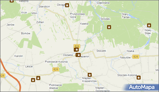 mapa Krasienin-Kolonia, Krasienin-Kolonia na mapie Targeo