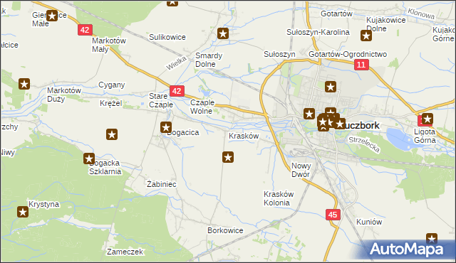 mapa Krasków gmina Kluczbork, Krasków gmina Kluczbork na mapie Targeo