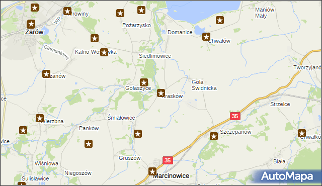 mapa Krasków gmina Marcinowice, Krasków gmina Marcinowice na mapie Targeo