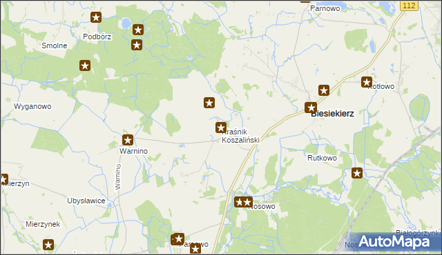 mapa Kraśnik Koszaliński, Kraśnik Koszaliński na mapie Targeo